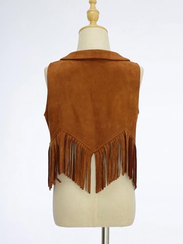 Kids Western Cowboy Cowgirl Vest Boys Girls Suede Tassel Fringe Waistcoat Halloween Party Dress Up4