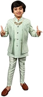 AHHAAAA Kids Ethnic Silk Blend Indo-Western Sherwani Set For Boys 504MF
