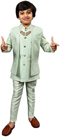 AHHAAAA Kids Ethnic Silk Blend Indo-Western Sherwani Set For Boys 504MF