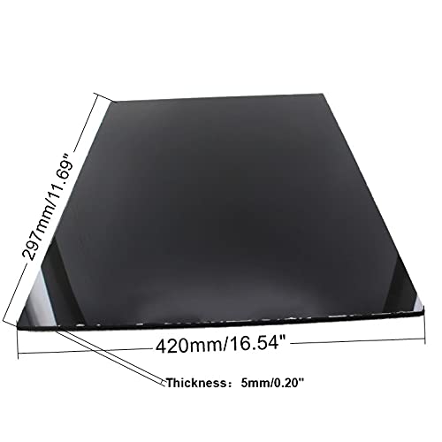 Miniatura 2 de Heyiarbeit Hoja de plástico de plexiglás fundido negro de 16.54 x 11.69 pulgadas, 0.2 pulgadas de grosor, para lámparas, construcción, manualidades,