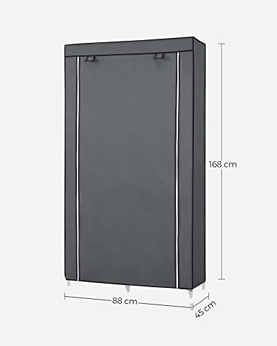 SONGMICS Kleiderschrank, Stoffschrank, 6 Ablagen, Verschiedene Aufbaumöglichkeiten, 88 x 45 x 168 cm, für Schlafzimmer, Ankleidezimmer, grau RYG84G