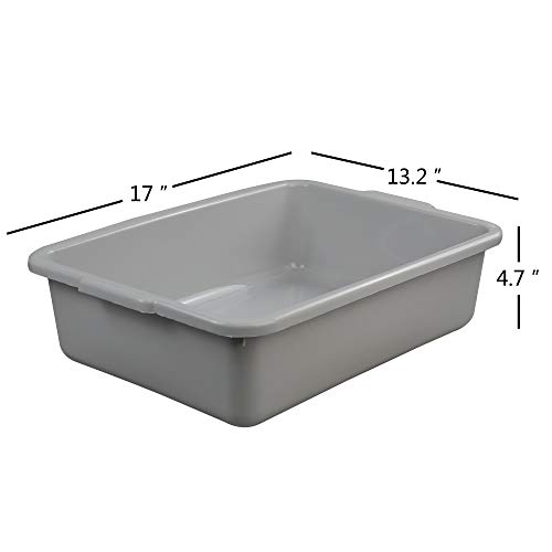 Ggbin Plastic Dish Tubs, Commercial Bus Box/Wash Basin Tote Box, 3-Pack(Grey, 13L) #TOP1