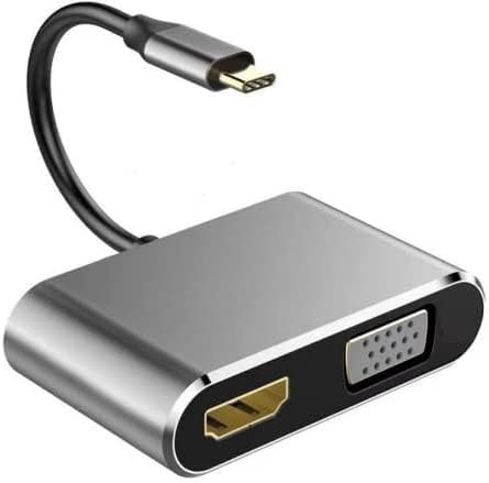 Image of USB HUB USB C to HDMI VGA Adapter, 2 in 1 USB Type C Thunderbolt 3 to HDMI & VGA Cable for MacBook Pro 2020 /2019 /2018 /Dell XPS 13 /Samsung S8 /S9 /Huawei mate30 and More (USB C to 2 in 1 HUB)