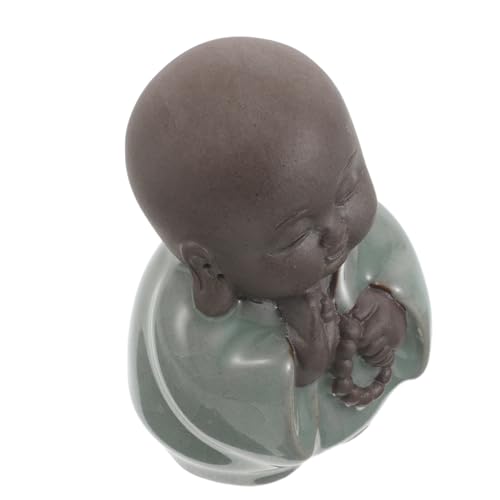 VICASKY Figurine de Moine Bouddhiste Miniature en Céramique, Statue Décorative Zen pour Bureau et Maison, Sculpture Artistique Chinoise, Petite Statuette...