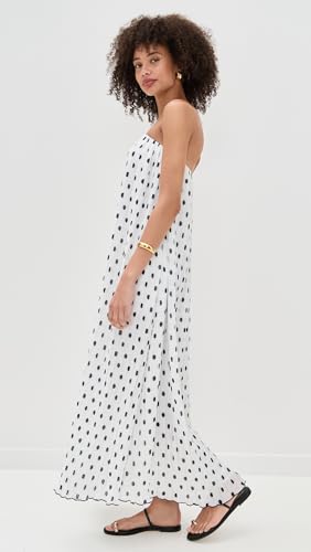 endless rose Women's Strapless Pleated Polka Dot Maxi Dress4