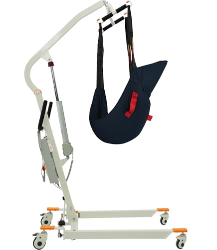 VOCIC Upgrade Electric Transfer Lift with Sling, Foldable Adjustable Lift Chair with Sling, Hydraulic Lifting for Seniors, Home Use for Body Lift, Daily Lift and Transfer Need, 400LBS Weight Capacity