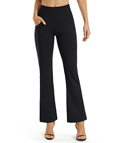 Pantalon de yoga évasé taille haute vêtement de sport femme avec poches S