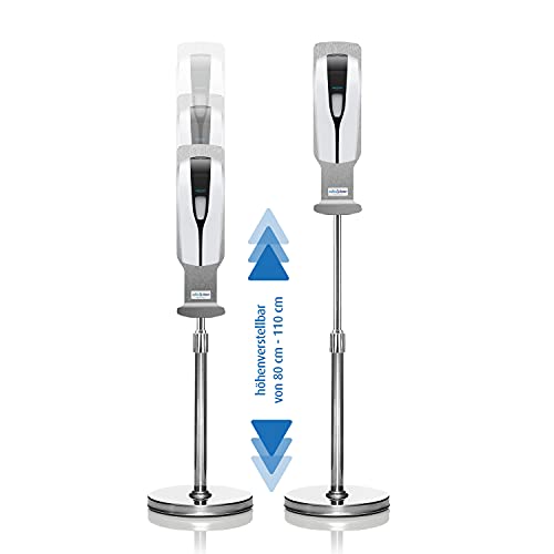 Seifen- und Desinfektionsständer höhenverstellbar inkl. Sensor - Desinfektions-Spender mit Tropfendüse für Gel und Seife, Seifenspender | berührungslose Handdesinfektion mit Sensor Cover
