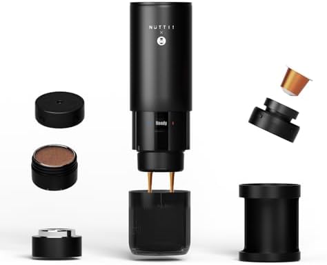 Nuttii E-Coffee Portable Espresso Machine, 20 Bar Self-Heating Tr...