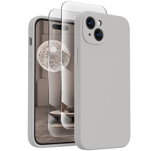 Image of FireNova Designed for iPhone 15 Case, Silicone Upgraded [Camera Protection] Phone Case, Soft Anti-Scratch Microfiber Lining Inside, 6.1 inch, Natural Titanium
