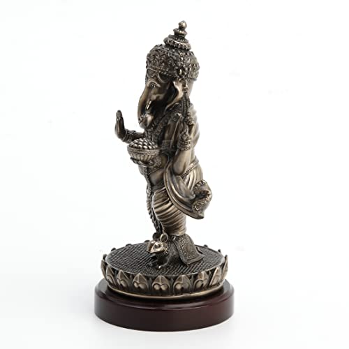 Estatua de Lord Ganesha con base de madera miniatura 4