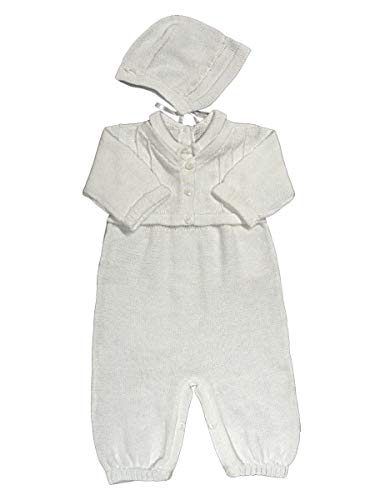 Baby's Trousseau Mock Sweater Knit Romper w/Hat A1135 (9 Months) White