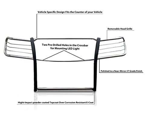 Image of Black Horse Grille brush Bumper Guard Modular Stainless Steel Compatible with 2007-2013 Chevrolet Silverado 1500-17A035700A2MSS