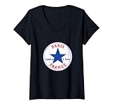 Femme PARIS FRANCE capital touriste voyageur présente patineur T-Shirt avec Col en V