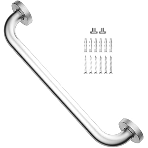 16 Inch Satin Brushed Nickel Shower Grab Bar - 1" Diameter, iMomwee Stainless Steel Bathroom Grab Bar Handle, Balance Bar for Shower and Wall, Safety Hand Rail Support, Handicap Elderly Assist Handle Cover