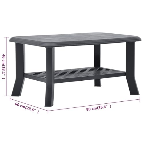 Table basse de jardin en plastique anthracite 90x60cm pour meuble de terrasse et extérieur