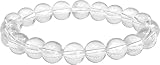 UDIG Bergkristall Armband Kugelform 8 mm im Samtbeutelchen, Edelstein Armband Kristall Armreif