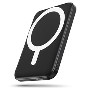 podoru for Magsafe Battery Pack, 5000mAh Magnetic Power Bank with Type-C Cable 20W PD Fast Charging Lighting Input Wireless Portable Charger for iPhone 16/15/14/13/12/ All Series-Black