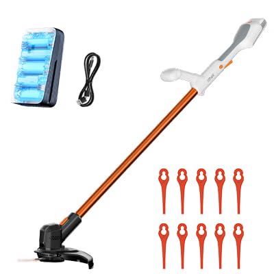 Litheli Akku Rasentrimmer 20V, 25cm, Rasentrimmer mit Akku und Leistungsstarkem Motor, 10000mAH Mobiler Batterien, Geeignet für Gartenrasen und Außenschnitt, Rasentrimmer