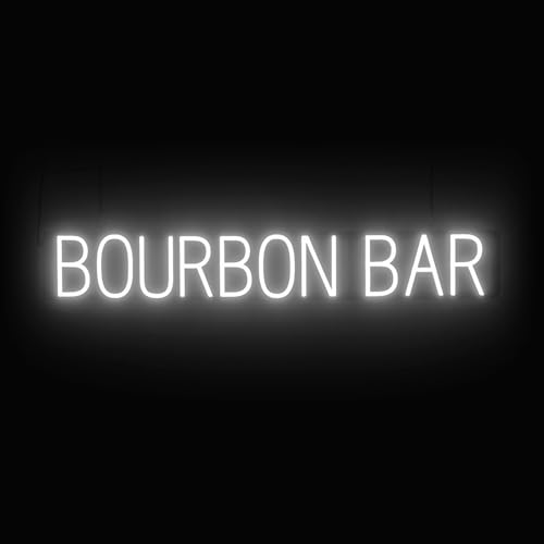 SpellBrite LED Neon BOURBON BAR Sign for Business - White, 42" x 6"