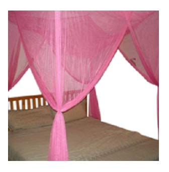 OctoRoseFour Post Mosquito Net for Bed Canopy-Fits All Beds Queen, King, California King Beds-Indoor & Outdoor Use-Great for Hammock Mosquito Net and Daybed Canopy Bed Curtains-76"x86"x96"-HotPink