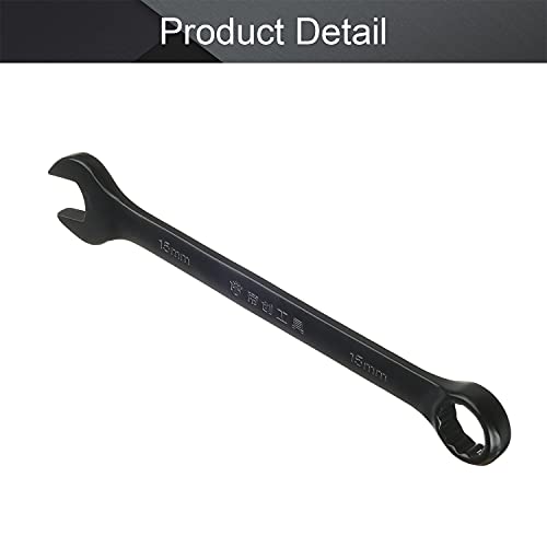 Utoolmart 15Mm Opening Combination Wrench, 12 Point Ratcheting Wrench, Cr-V Material With Black Electrophoresis Coating, 185Mm Length For Repair Industrial Usage #TOP3