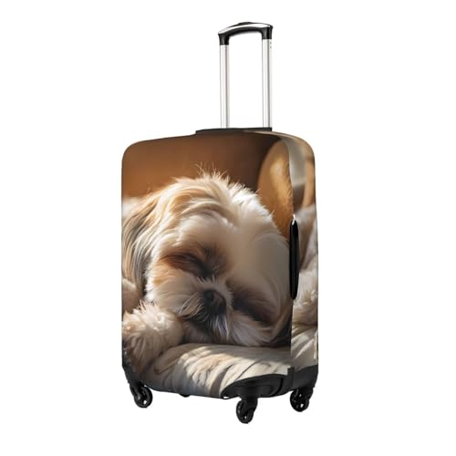 Cute Sleeping Shih Tzu Dog Elastic Travel Luggage Cover, Washable Spandex Suitcase Protector, Anti-Scratch Fits 18-32 Inch2