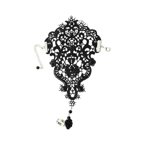 Guante de esclava con Encaje de Flores y Cuentas de Rosas góticas para Mujer, Anillo Ajustable, Pulsera Larga JL-Negro Guante de esclava con Encaje de Flores y Cuentas de Rosas góticas para Mujer, Anillo Ajustable, Pulsera Larga JL-Negro