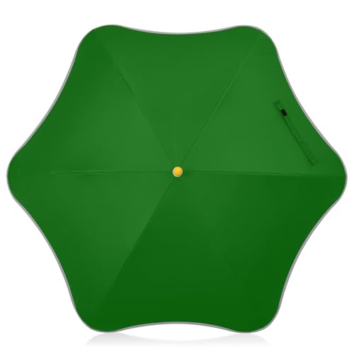 Yuiboo Paraguas verde oscuro para niños pequeños y pequeños, resistente al viento, impermeable, con tira reflectante, paraguas de viaje resistente al viento con cierre a prueba de pellizcos y mango de