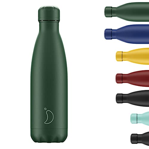 Chilly's Botella De Agua Acero Inoxidable y Reutilizable | Prueba de Fugas, Libre de transpiración | Matte - All Green,...
