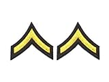 Hero's Pride - 2x 3' Med Gold Chevron Patches on Black Backing - Private Stripes - Police Patch Private Chevron (Pvt Patch)