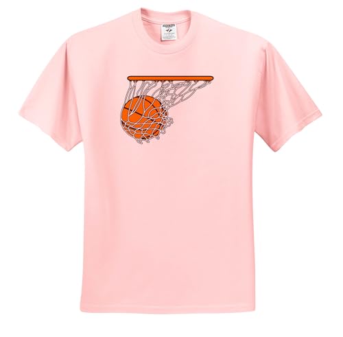 Basketball Woosh Ball in Net Vector Illustration Sports Design - Adult Light-Pink-T-Shirt Medium