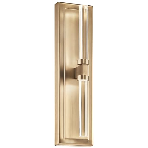 Kichler Sycara 2-Light LED Wall Sconce with Faceted Crystal in Champagne Bronze, for Kitchen, Dining Room, Foyer, or Hallway (19" x 5"), 52671CPZ