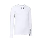 Under Armour Boys' ColdGear Evo Fitted Long Sleeve Crew Tee, White (100), Medium