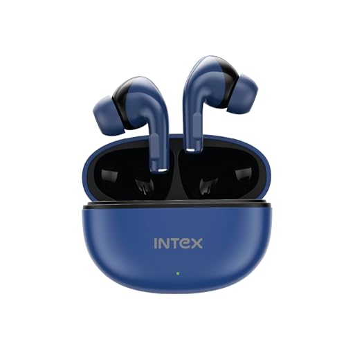 Image of Intex Buds AERO TWS Bluetooth Earbuds with AI ENC, Deep Bass, 13mm Driver, Type-C Fast Charging, 32H Playtime, Low Latency, Touch Control, Voice Assistant, Wireless Earphones (Dark Blue)