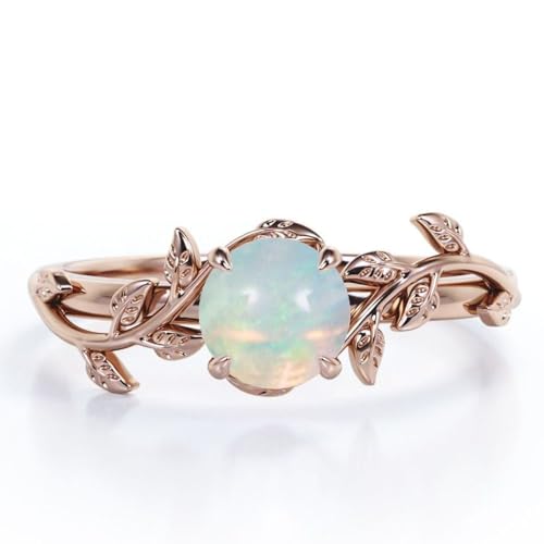 Natural Moss Agate Ring for Women Premium Rose Gold Plated Green Agate Engagement Ring Promise Ring Jewelry Gift for Women Agate Ring Wedding Womens Moss Agate Ring (MultiStone)4