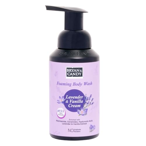 Image of Bryan & Candy Lavender & Vanilla Cream Foaming Body Wash, pH 5.5 Skin Friendly, with Niacinamide, Ceramides, Hyaluronic Acid, 250 ml