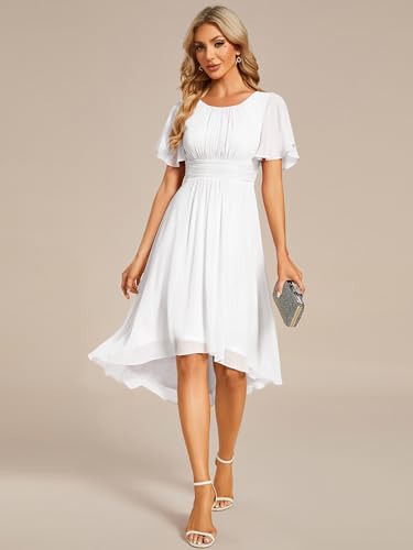 Image of Ever-Pretty Women's Chiffon Crew Neck Empire Waist Wedding Guest Dress Summer Short Sleeve Semi Formal Dresses 02053