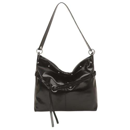 HTU Bolso de hombro de cuero de PU para mujer Bolsas de axila de gran capacidad Bolsas impermeables con asa superior Multibolsillos para oficina diaria Trabajo Excursión Ocasiones sociales (Negro)