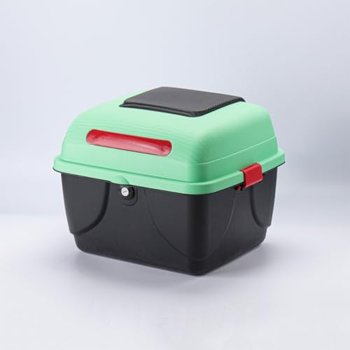 Livmorx 大容量 ユニバーサルトップケースモーターサイクル、スクータートップボックス、ヘルメットラゲッジストレージトップケース、バイク リアボックス 取り付け部品付き着脱可能式 スクーター フルフェイス収納可能 ヘルメット入れ (グリーン)