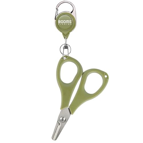 Booms Fishing S01 Fishing Scissors for Braided Line, Fishing Line Cutter Saltwater and Freshwater, Fishing Serrated Shears with Retractor or Split Rin