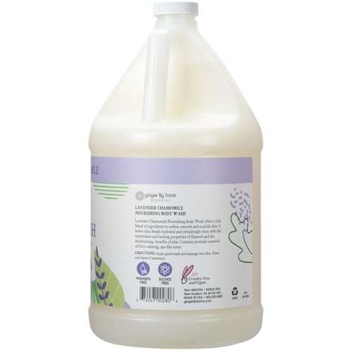 Ginger-Lily-Farms-Botanicals-Nourishing-Body-Wash-100-Vegan-Cruelty-Free-Bath-Shower-Gel-for-Men-and-Women-Lavender-Chamomile-Scent-1-Gallon-Refill-128-fl-oz