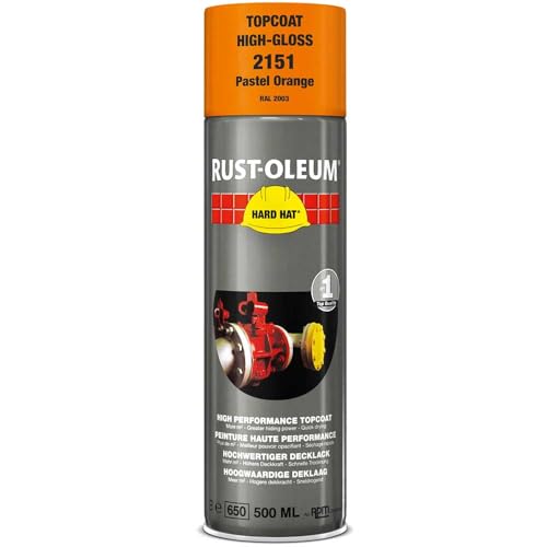RUST-OLEUM 2151 Hard Hat Topcoat Ral-Colours, The Nr. 1 Industrial Paint Aerosol. Go Further, Work Faster, Last Longer!, Pastel orange-RAL 2003