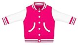 Creative Knitwear College Baby Letterman Varsity Bomber Jacket Long Sleeve Lightweight - No Logo - Raspberry - 0-3 Months