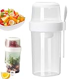 Genérico Taza De Desayuno De Viaje - Vaso De Cereales De Doble Cámara, Taza Para Servir Refrigerios | Recipiente Para Alimentos Resistente A Derrames, De Depósito De Leche Incorporado Para Ni