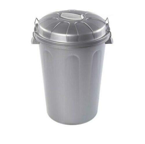 PLASTIFORTE Cubo de Basura con Tapa 100 litros basurero Gris con Asas de presión Cover