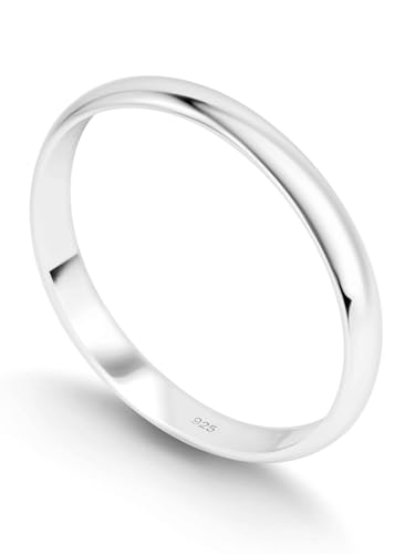 KEZEF Sterling Silver Wedding Band Ring for Men and Women Wedding Bands for Her, Wedding Band for Women and Men, 2mm Thin to 4mm Wide Silver Ring