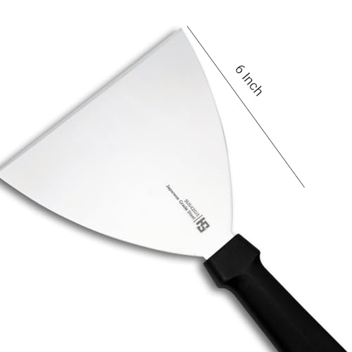 Image of HS 6 Inch Professional Scraper with Medium Handle | Japanese Grade | Stainless Steel for Commercial Use | Black | SUS420J2