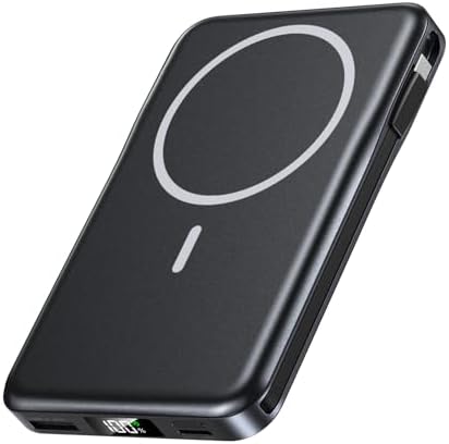 Magnetic Portable Charger, 10000mAh Power Bank, 5 in 1 Portable C...