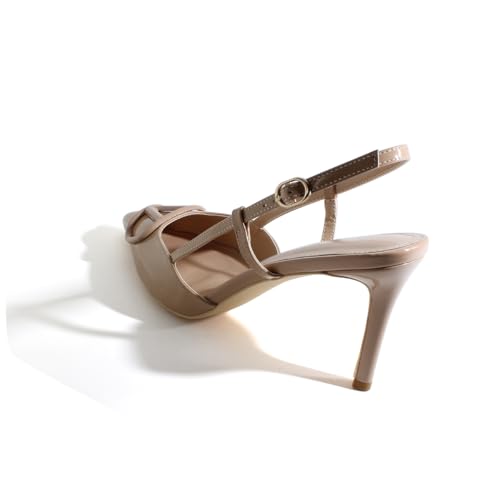 Image of Women Heeled Slingback Sandals Closed Pointed Toe Stiletto High Heels Slip-On Buckle Pumps Backless Evening Prom Party Dress Shoes 5.5-12US